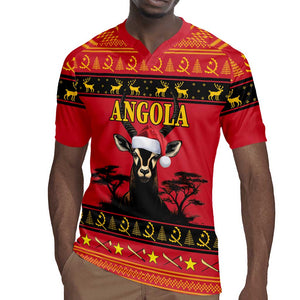 Afro Angola Giant Sable Antelope Christmas Rugby Jersey Virtus Unita Fortior Feliz Natal