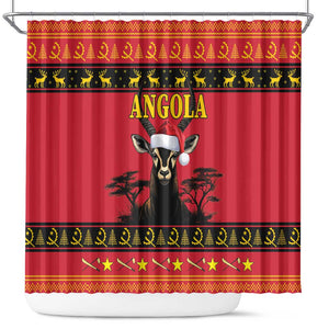 Afro Angola Giant Sable Antelope Christmas Shower Curtain Virtus Unita Fortior Feliz Natal