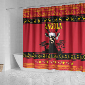 Afro Angola Giant Sable Antelope Christmas Shower Curtain Virtus Unita Fortior Feliz Natal