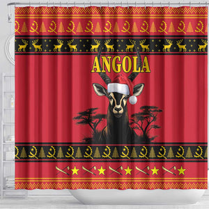 Afro Angola Giant Sable Antelope Christmas Shower Curtain Virtus Unita Fortior Feliz Natal