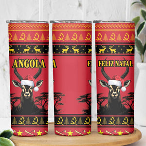 Afro Angola Giant Sable Antelope Christmas Skinny Tumbler Virtus Unita Fortior Feliz Natal