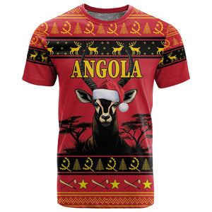 Afro Angola Giant Sable Antelope Christmas T shirt Virtus Unita Fortior Feliz Natal