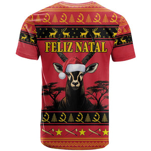 Afro Angola Giant Sable Antelope Christmas T shirt Virtus Unita Fortior Feliz Natal