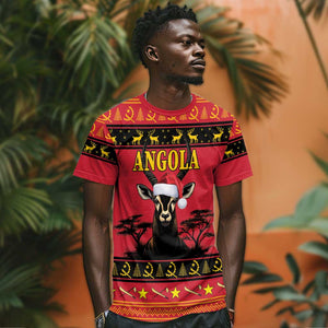 Afro Angola Giant Sable Antelope Christmas T shirt Virtus Unita Fortior Feliz Natal