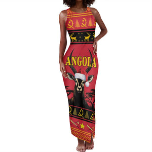 Afro Angola Giant Sable Antelope Christmas Tank Maxi Dress Virtus Unita Fortior Feliz Natal