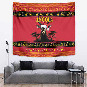 Afro Angola Giant Sable Antelope Christmas Tapestry Virtus Unita Fortior Feliz Natal