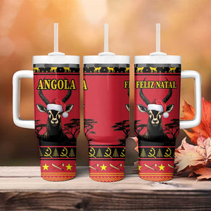 Afro Angola Giant Sable Antelope Christmas Tumbler With Handle Virtus Unita Fortior Feliz Natal