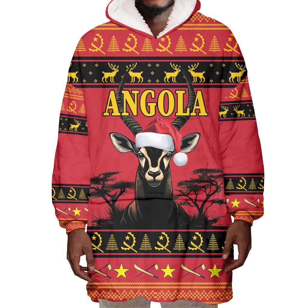 Afro Angola Giant Sable Antelope Christmas Wearable Blanket Hoodie Virtus Unita Fortior Feliz Natal