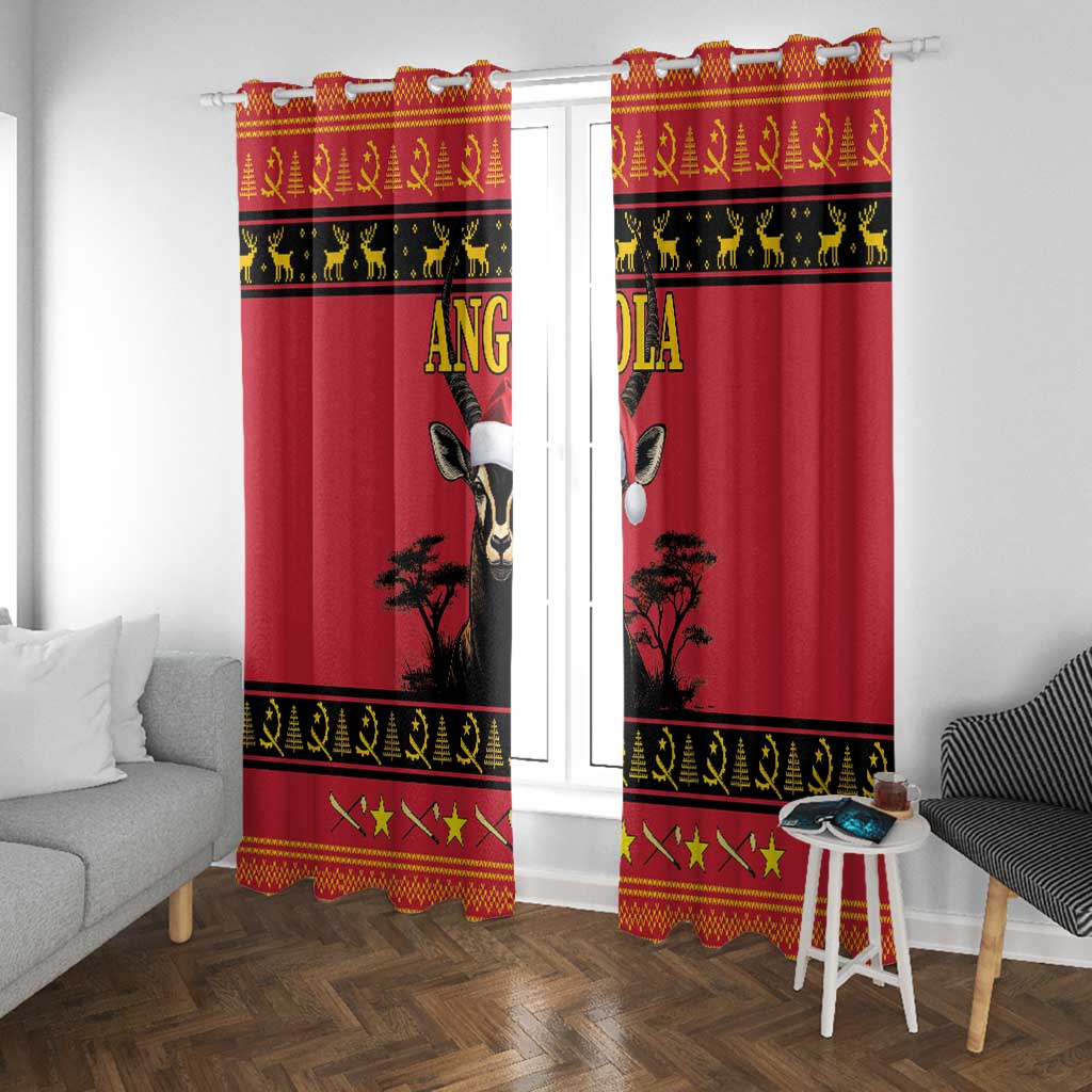 Afro Angola Giant Sable Antelope Christmas Window Curtain Virtus Unita Fortior Feliz Natal