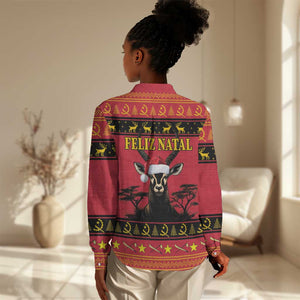 Afro Angola Giant Sable Antelope Christmas Women Casual Shirt Virtus Unita Fortior Feliz Natal