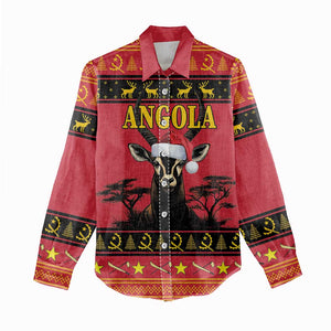 Afro Angola Giant Sable Antelope Christmas Women Casual Shirt Virtus Unita Fortior Feliz Natal