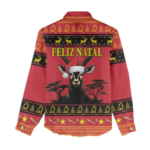 Afro Angola Giant Sable Antelope Christmas Women Casual Shirt Virtus Unita Fortior Feliz Natal