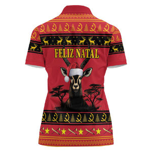 Afro Angola Giant Sable Antelope Christmas Women Polo Shirt Virtus Unita Fortior Feliz Natal