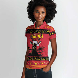 Afro Angola Giant Sable Antelope Christmas Women Polo Shirt Virtus Unita Fortior Feliz Natal