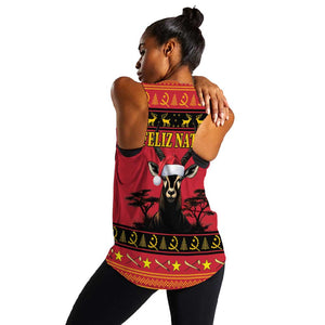 Afro Angola Giant Sable Antelope Christmas Women Racerback Tank Virtus Unita Fortior Feliz Natal