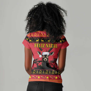 Afro Angola Giant Sable Antelope Christmas Women V-Neck T-Shirt Virtus Unita Fortior Feliz Natal