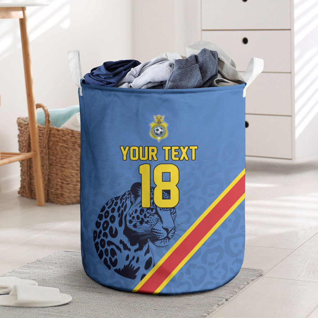 Custom DR Congo Football Laundry Basket Leopard Pride Heritage Edition
