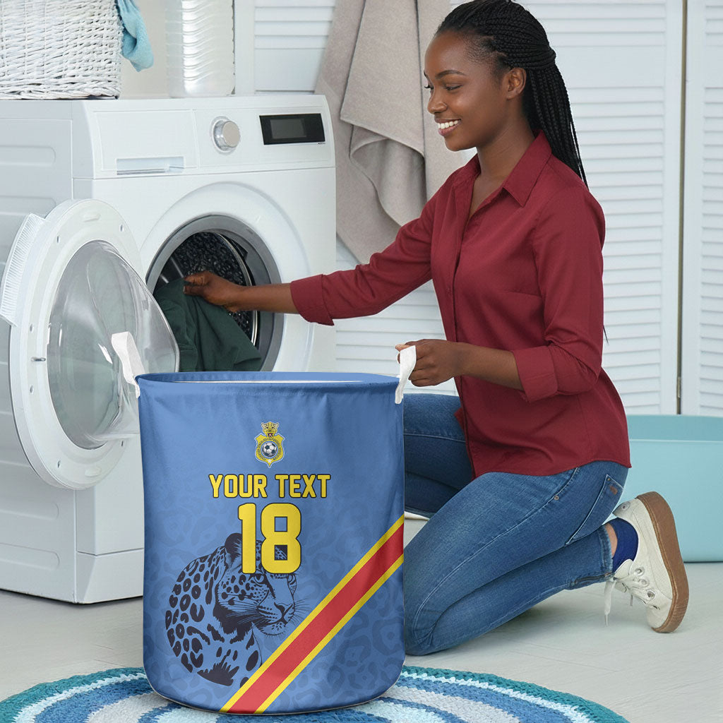 Custom DR Congo Football Laundry Basket Leopard Pride Heritage Edition