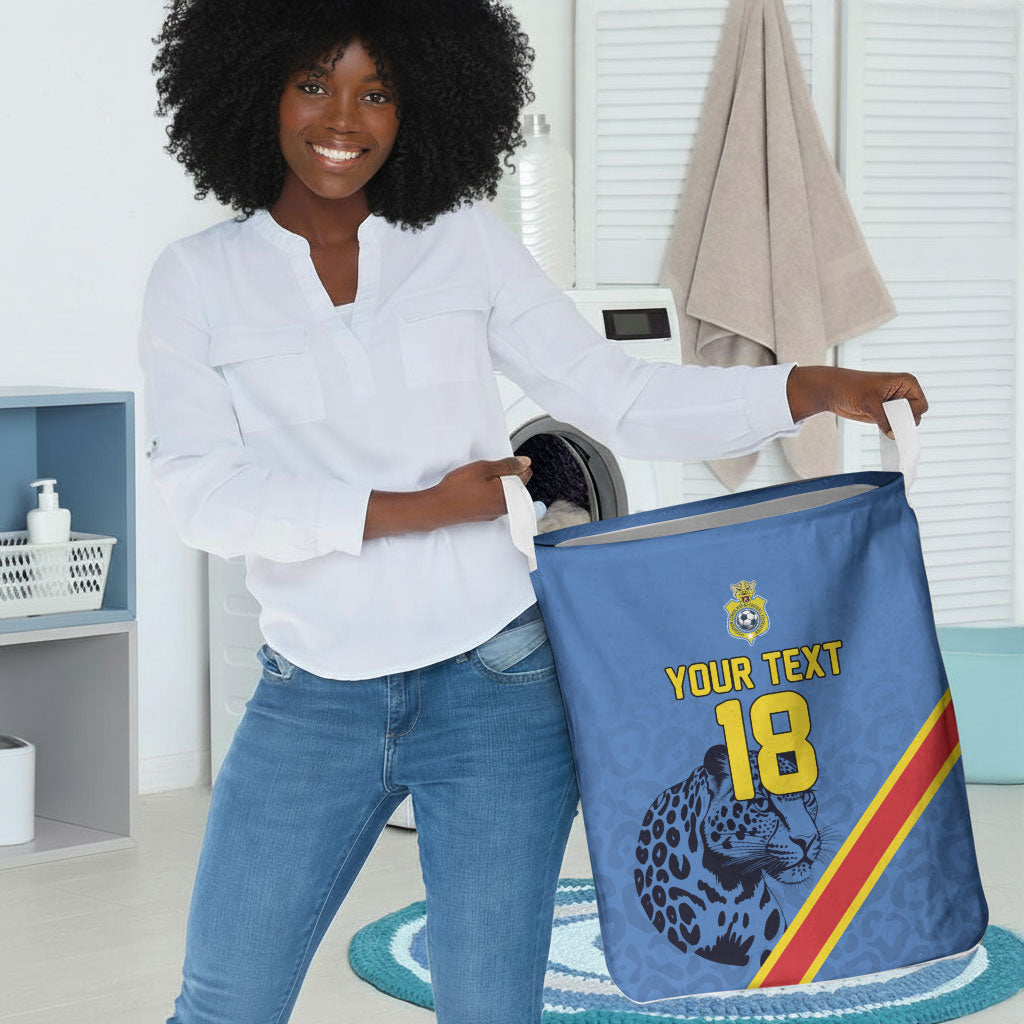 Custom DR Congo Football Laundry Basket Leopard Pride Heritage Edition