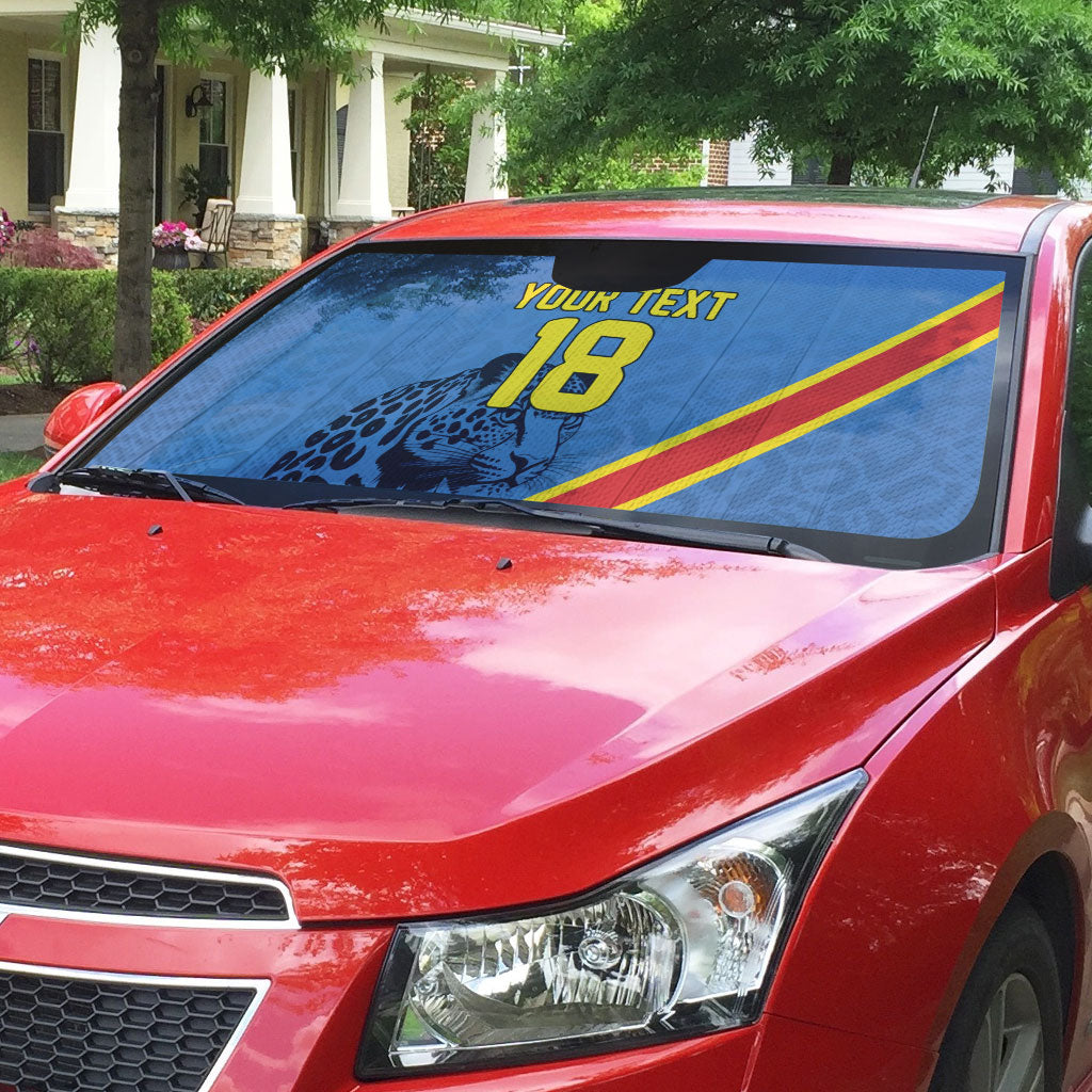 Custom DR Congo Football Auto Sun Shade Leopard Pride Heritage Edition