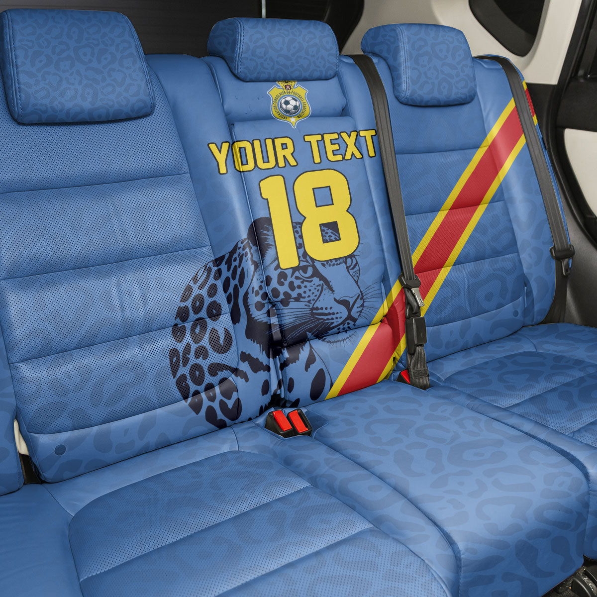 Custom DR Congo Football Back Car Seat Cover Leopard Pride Heritage Edition