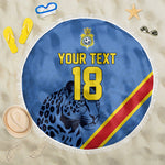 Custom DR Congo Football Beach Blanket Leopard Pride Heritage Edition