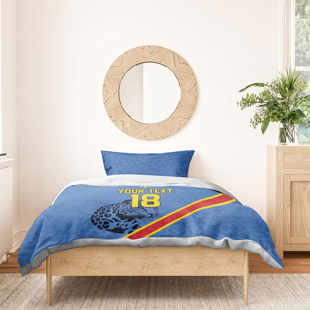 Custom DR Congo Football Bedding Set Leopard Pride Heritage Edition