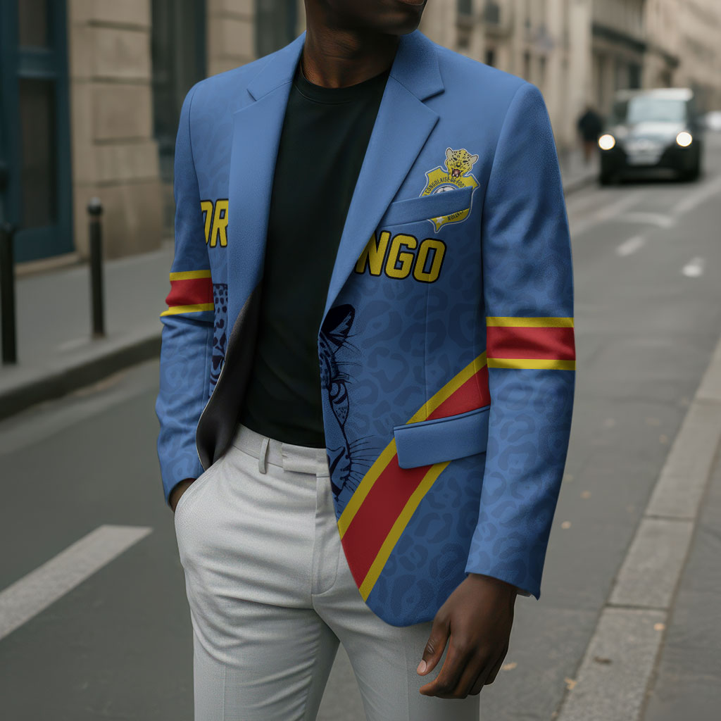 Custom DR Congo Football Blazer Leopard Pride Heritage Edition