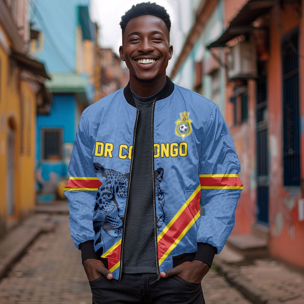 Custom DR Congo Football Bomber Jacket Leopard Pride Heritage Edition