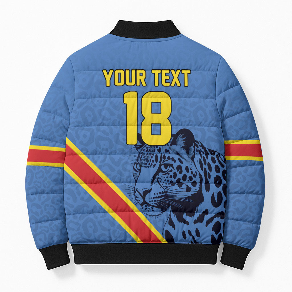 Custom DR Congo Football Bomber Puffer Jacket Leopard Pride Heritage Edition