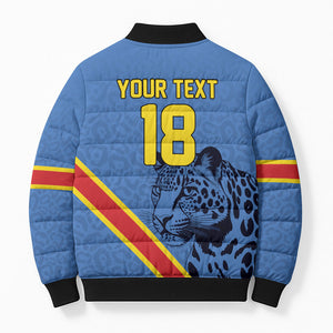 Custom DR Congo Football Bomber Puffer Jacket Leopard Pride Heritage Edition