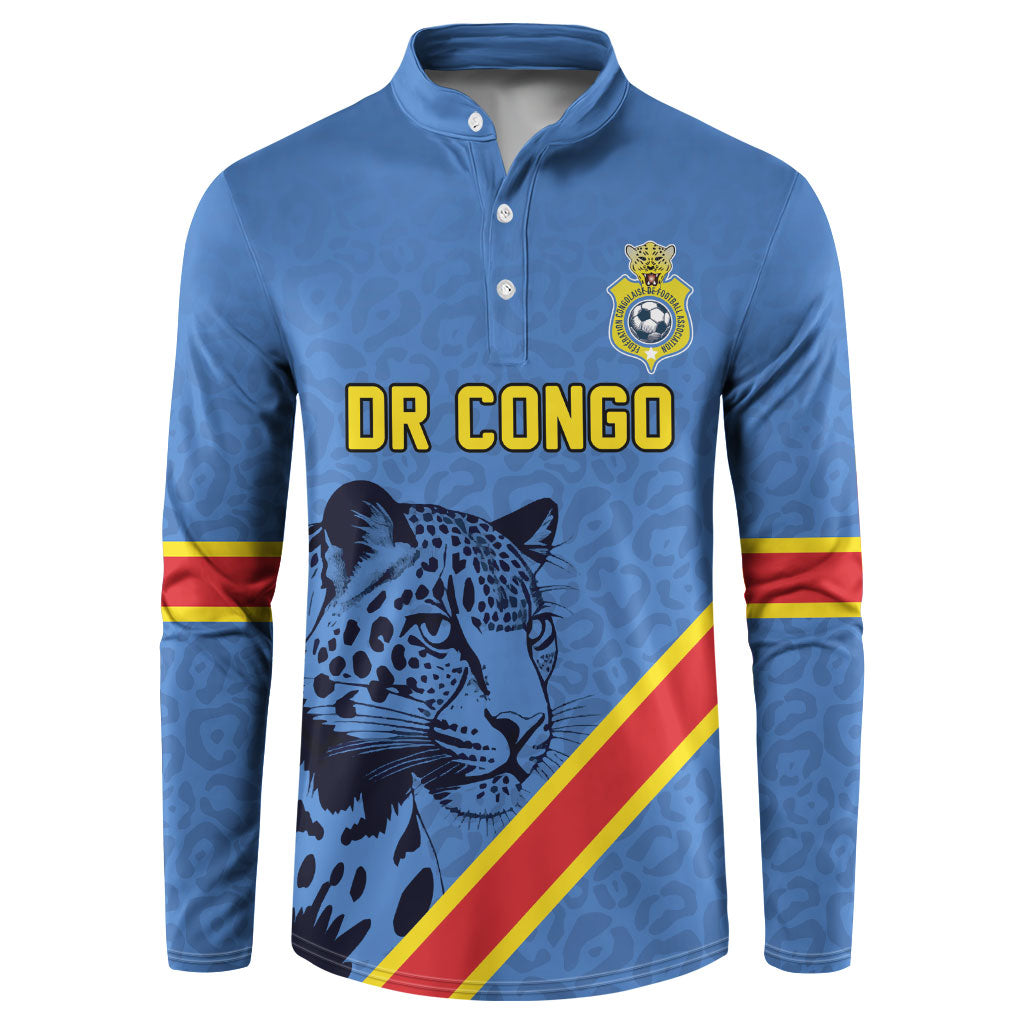 Custom DR Congo Football Button Sweatshirt Leopard Pride Heritage Edition