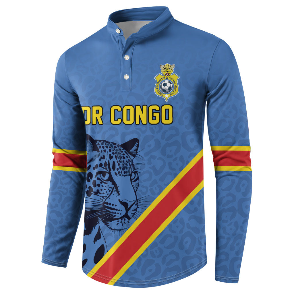 Custom DR Congo Football Button Sweatshirt Leopard Pride Heritage Edition