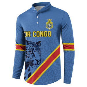 Custom DR Congo Football Button Sweatshirt Leopard Pride Heritage Edition