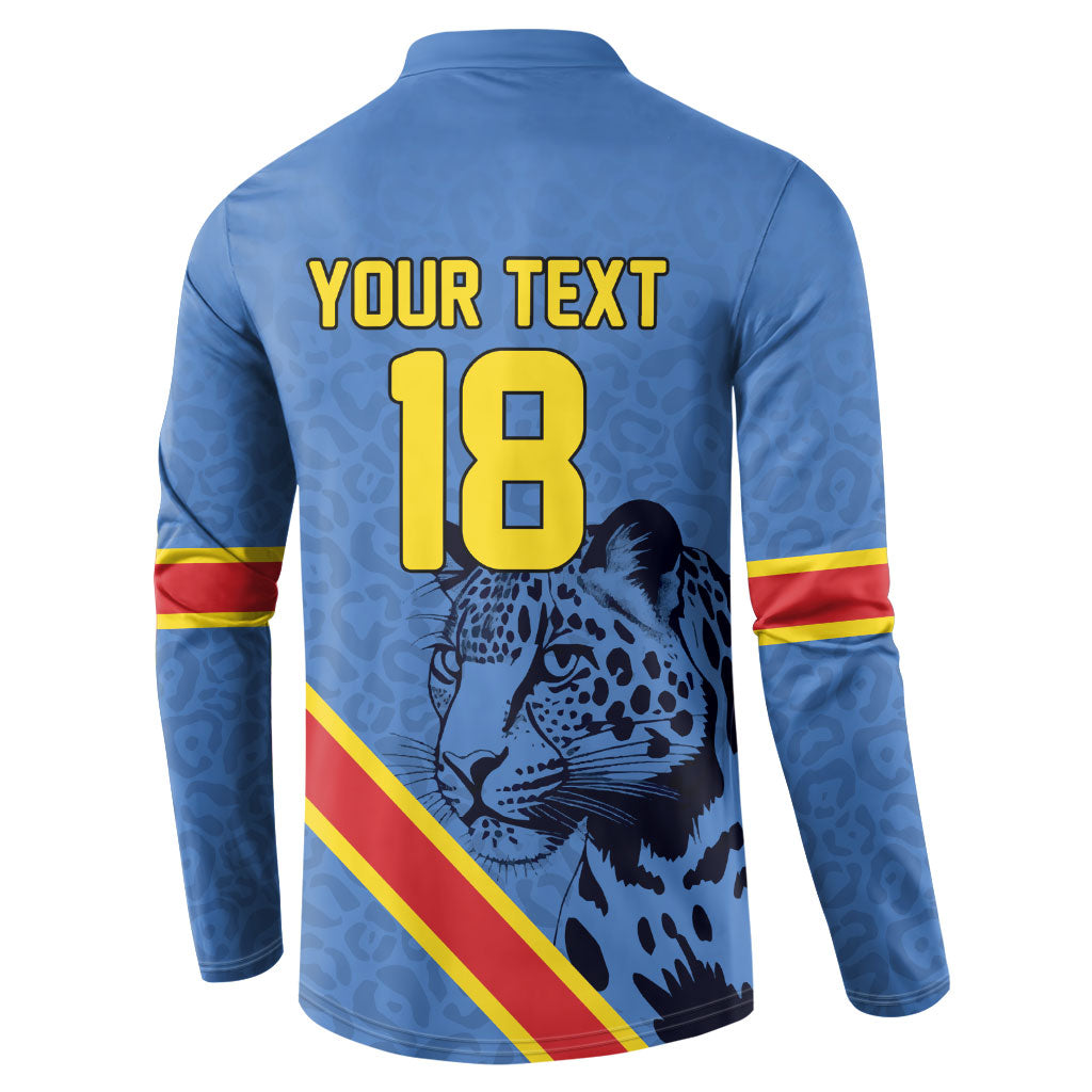 Custom DR Congo Football Button Sweatshirt Leopard Pride Heritage Edition