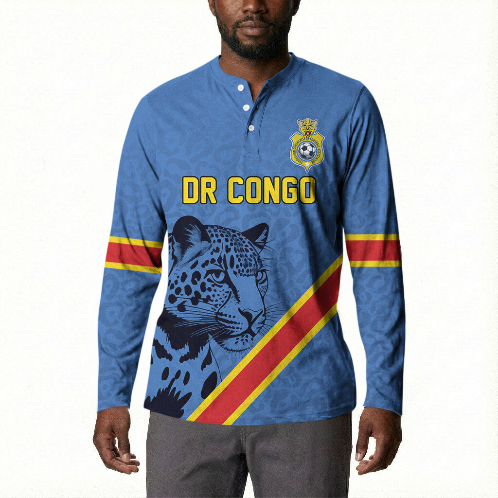 Custom DR Congo Football Button Sweatshirt Leopard Pride Heritage Edition