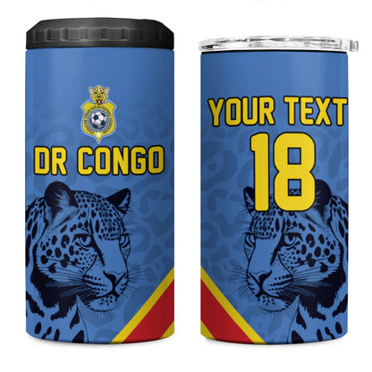 Custom DR Congo Football 4 in 1 Can Cooler Tumbler Leopard Pride Heritage Edition