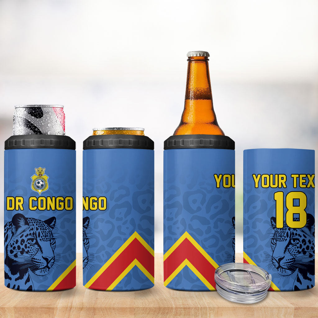 Custom DR Congo Football 4 in 1 Can Cooler Tumbler Leopard Pride Heritage Edition