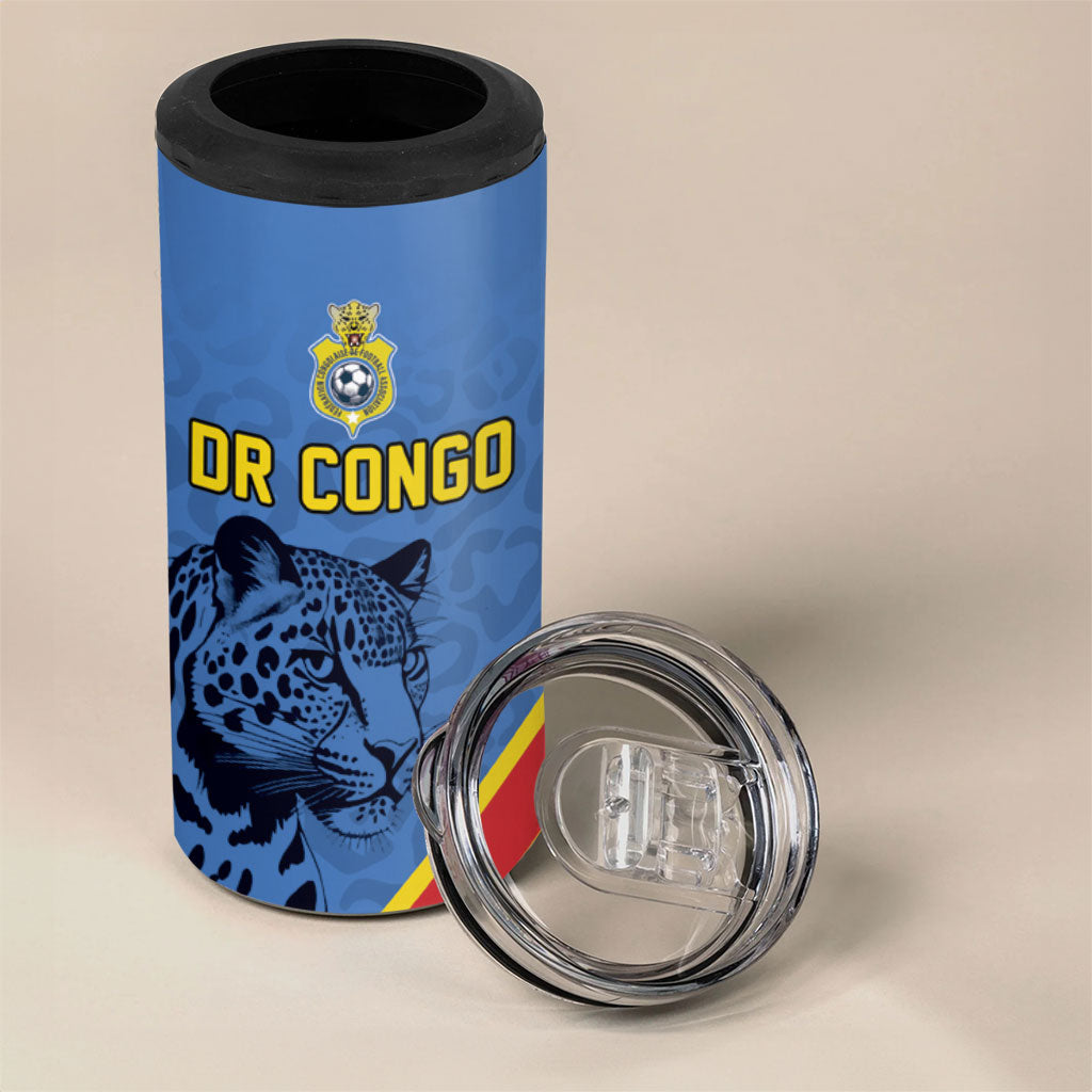 Custom DR Congo Football 4 in 1 Can Cooler Tumbler Leopard Pride Heritage Edition