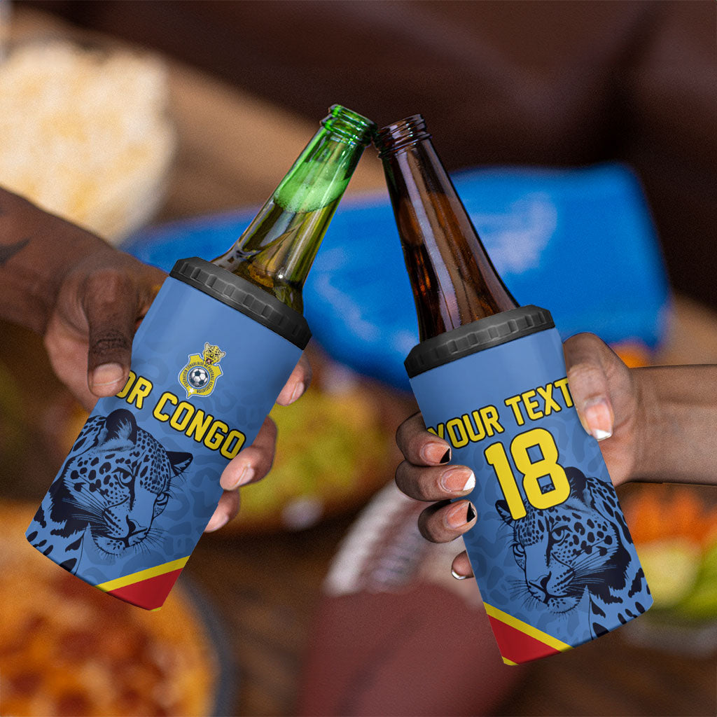 Custom DR Congo Football 4 in 1 Can Cooler Tumbler Leopard Pride Heritage Edition