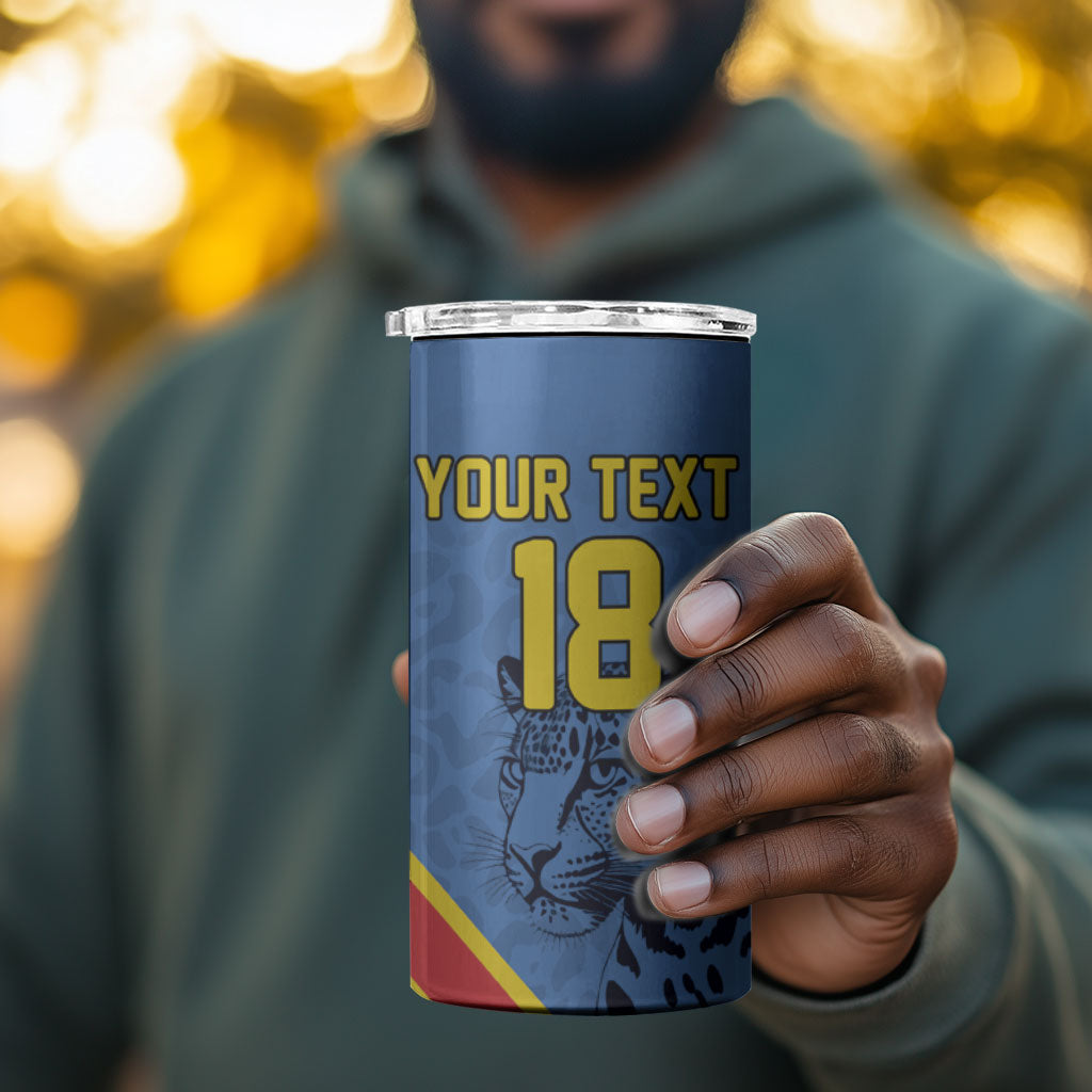 Custom DR Congo Football 4 in 1 Can Cooler Tumbler Leopard Pride Heritage Edition