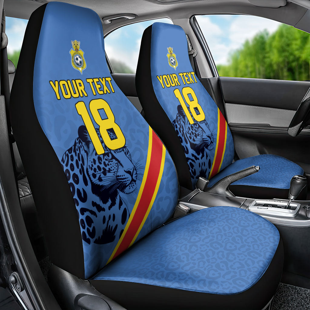 Custom DR Congo Football Car Seat Cover Leopard Pride Heritage Edition