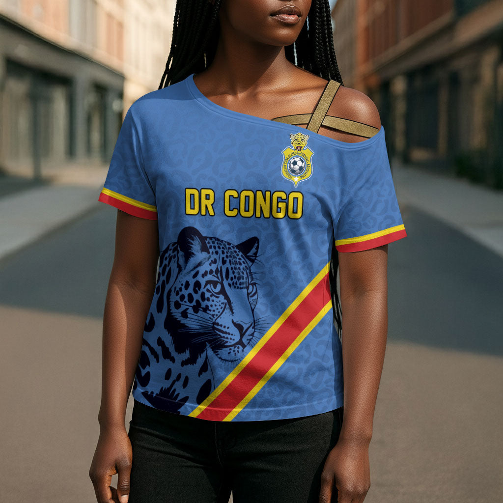 Custom DR Congo Football Cross Shoulder Shirt Leopard Pride Heritage Edition