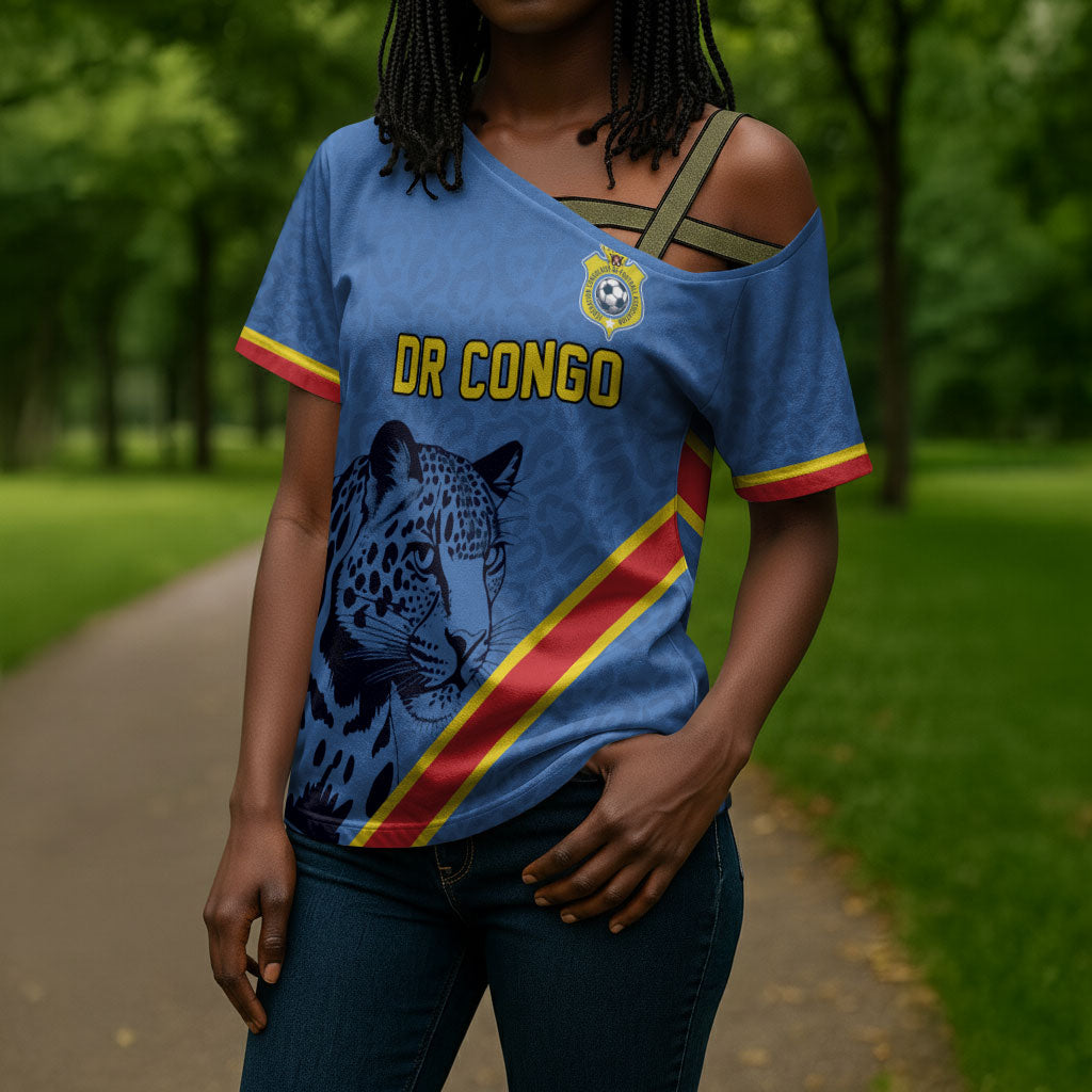 Custom DR Congo Football Cross Shoulder Shirt Leopard Pride Heritage Edition