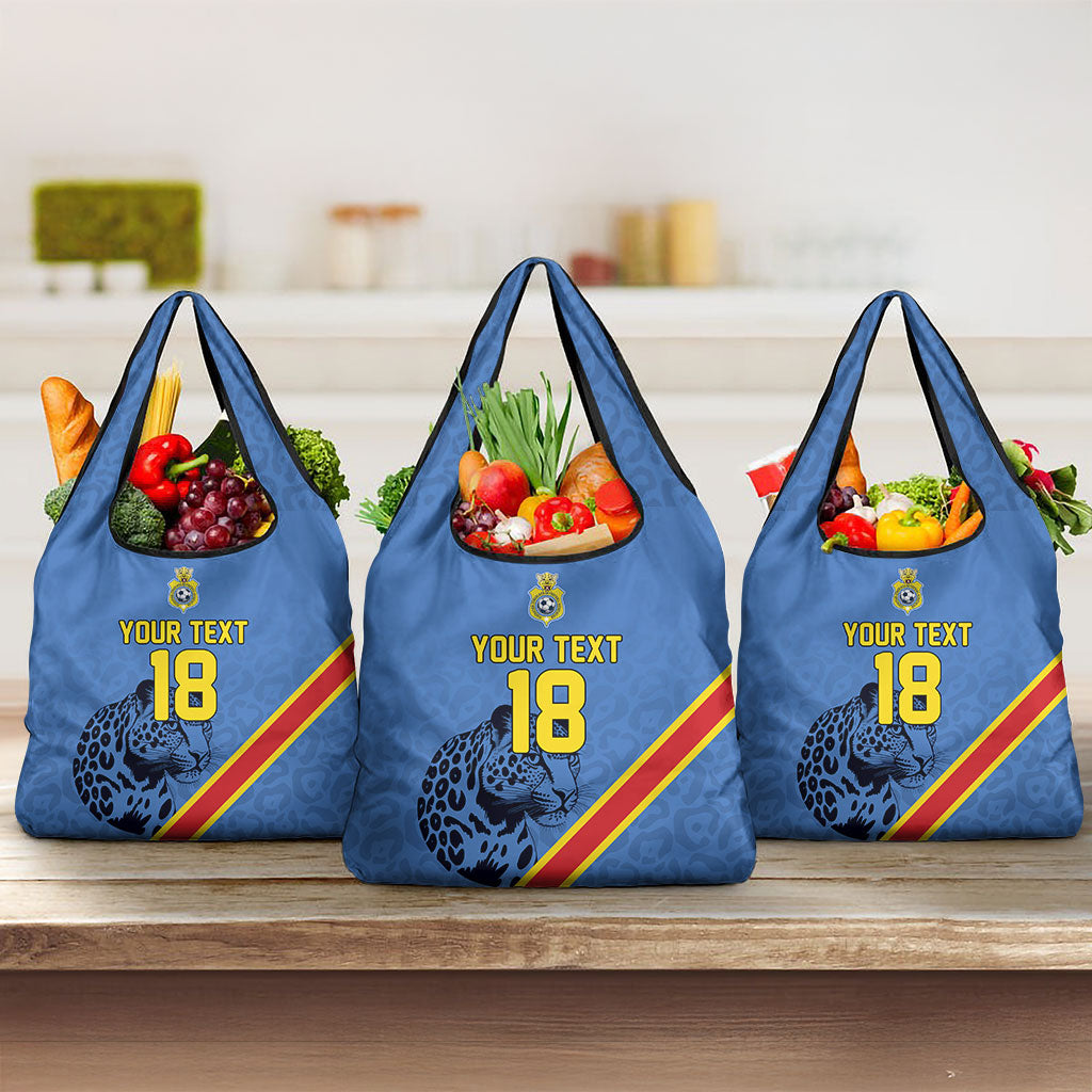 Custom DR Congo Football Grocery Bag Leopard Pride Heritage Edition