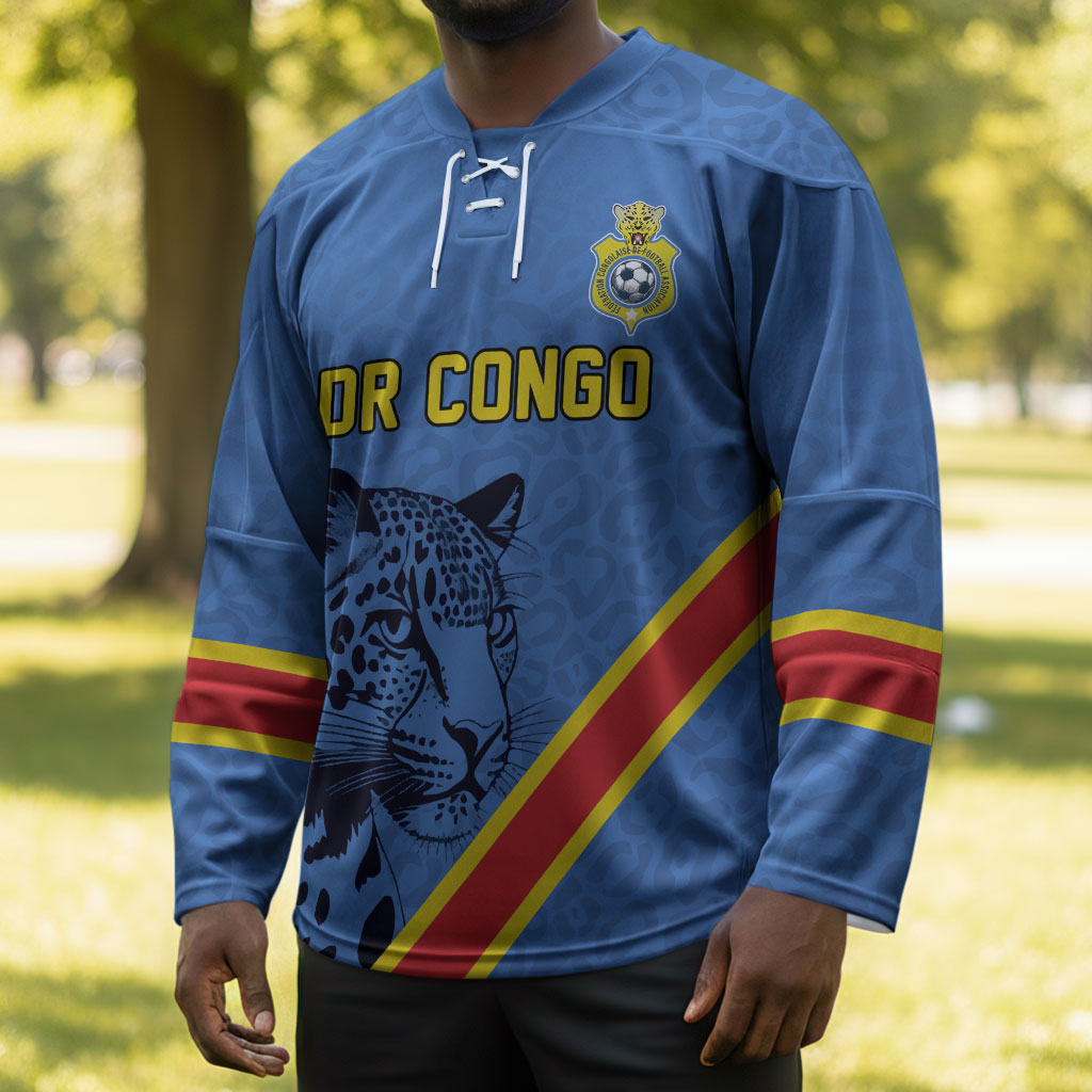 Custom DR Congo Football Hockey Jersey Leopard Pride Heritage Edition
