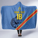 Custom DR Congo Football Hooded Blanket Leopard Pride Heritage Edition