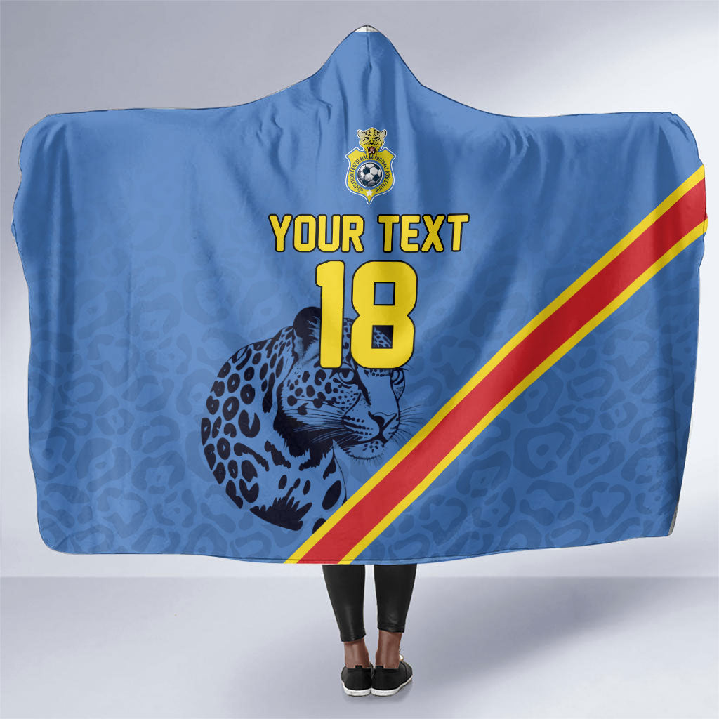 Custom DR Congo Football Hooded Blanket Leopard Pride Heritage Edition