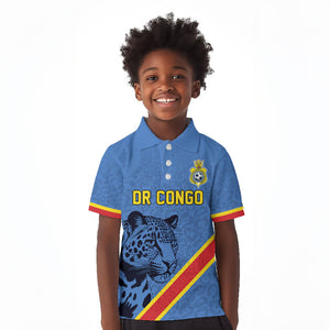 Custom DR Congo Football Kid Polo Shirt Leopard Pride Heritage Edition