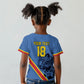 Custom DR Congo Football Kid T shirt Leopard Pride Heritage Edition